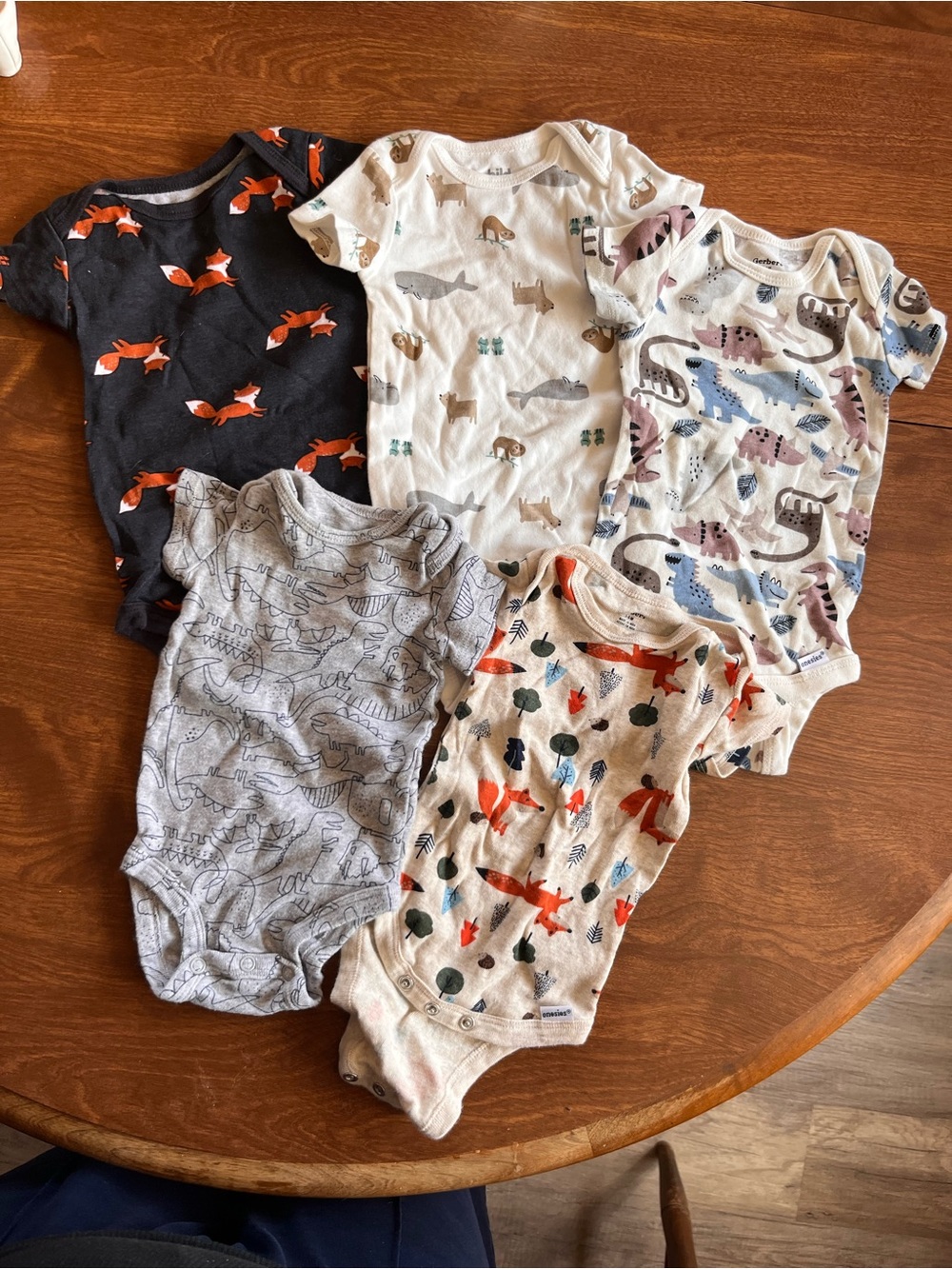 Mixed Fox & Animal Print Short-Sleeve One-Piece Bodysuits - Pack